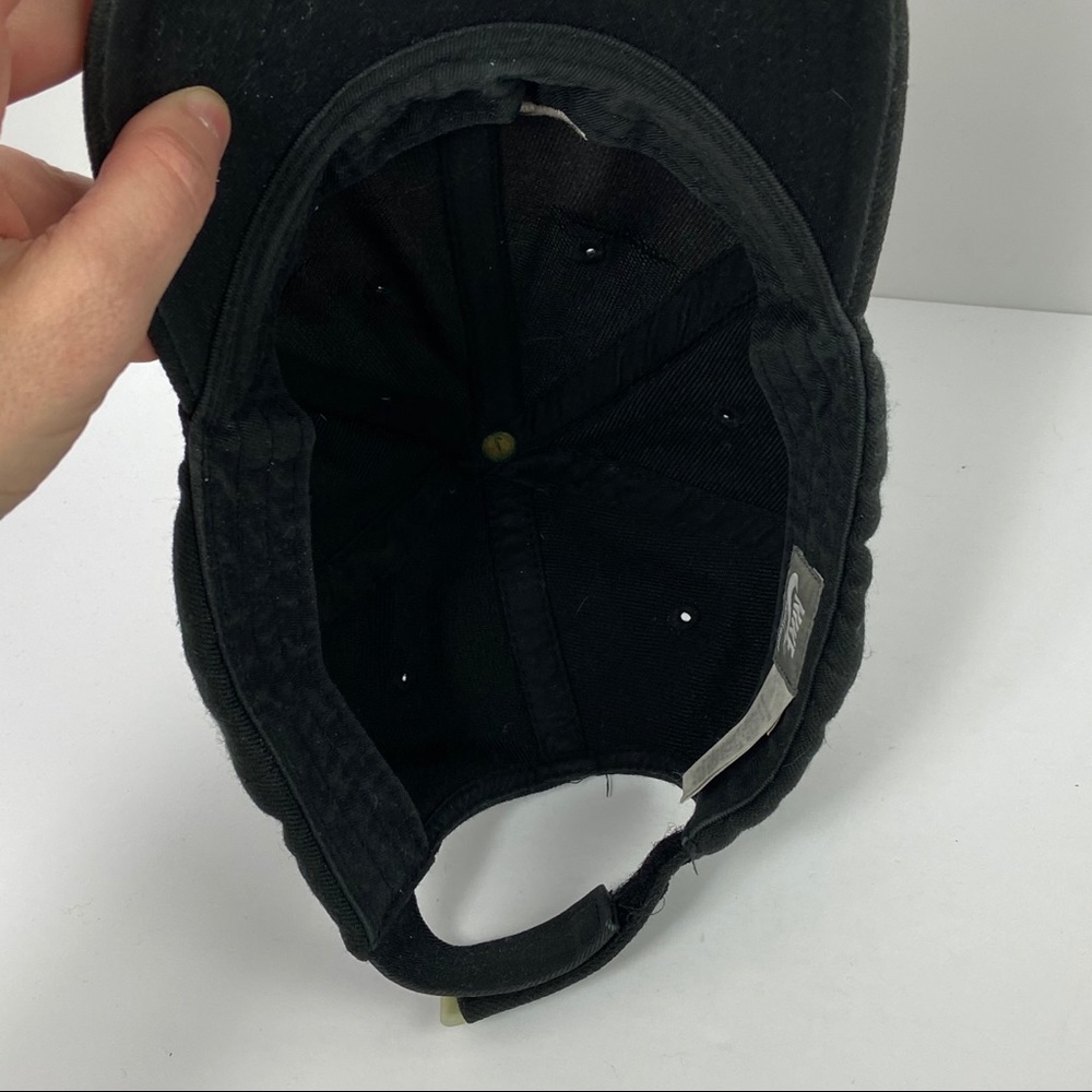 Nike Black Baseball Cap White Swoosh Hat Snapback - Picture 6 of 10